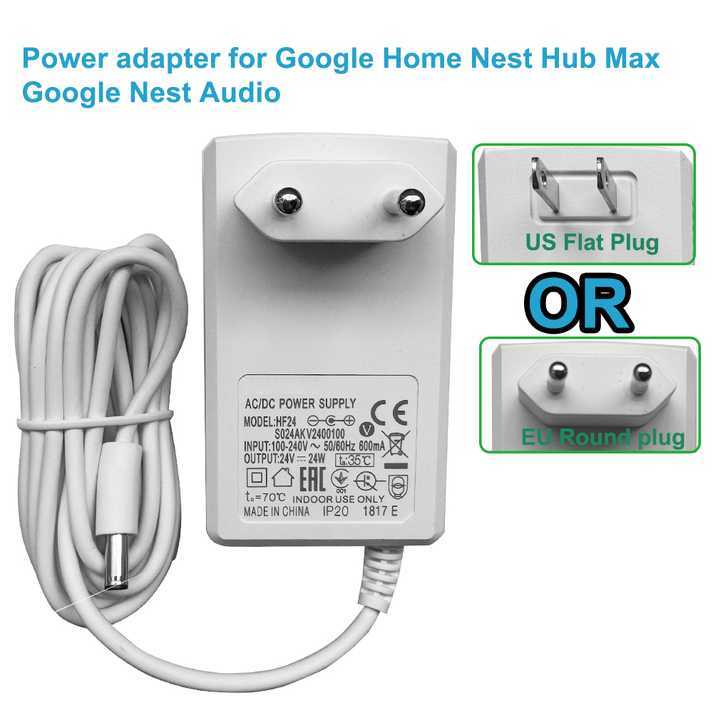 Google Speaker Nest Audio - محول طاقة 24 فولت لجهاز Google